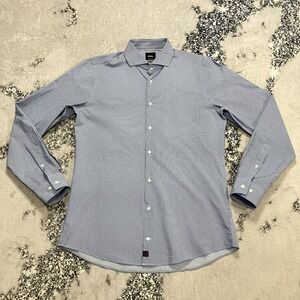 Strellson Extra Slim Dress Shirt Mens Size‎ 39 15.5 Blue Micro Dot Cotton